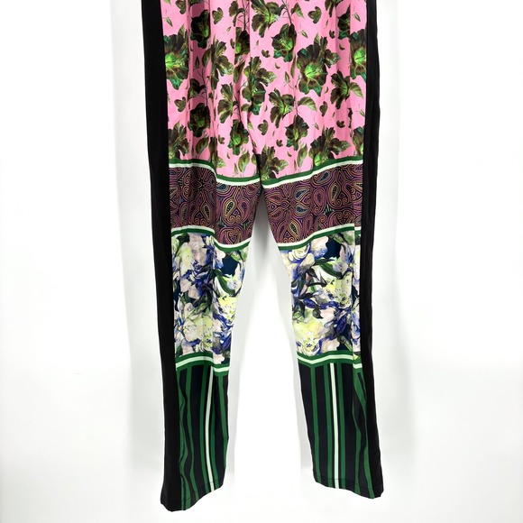 Clover Canyon Floral Jumpsuit Sz M Black Pink Green Patchwork Strappy Tie Front - Picture 10 of 14